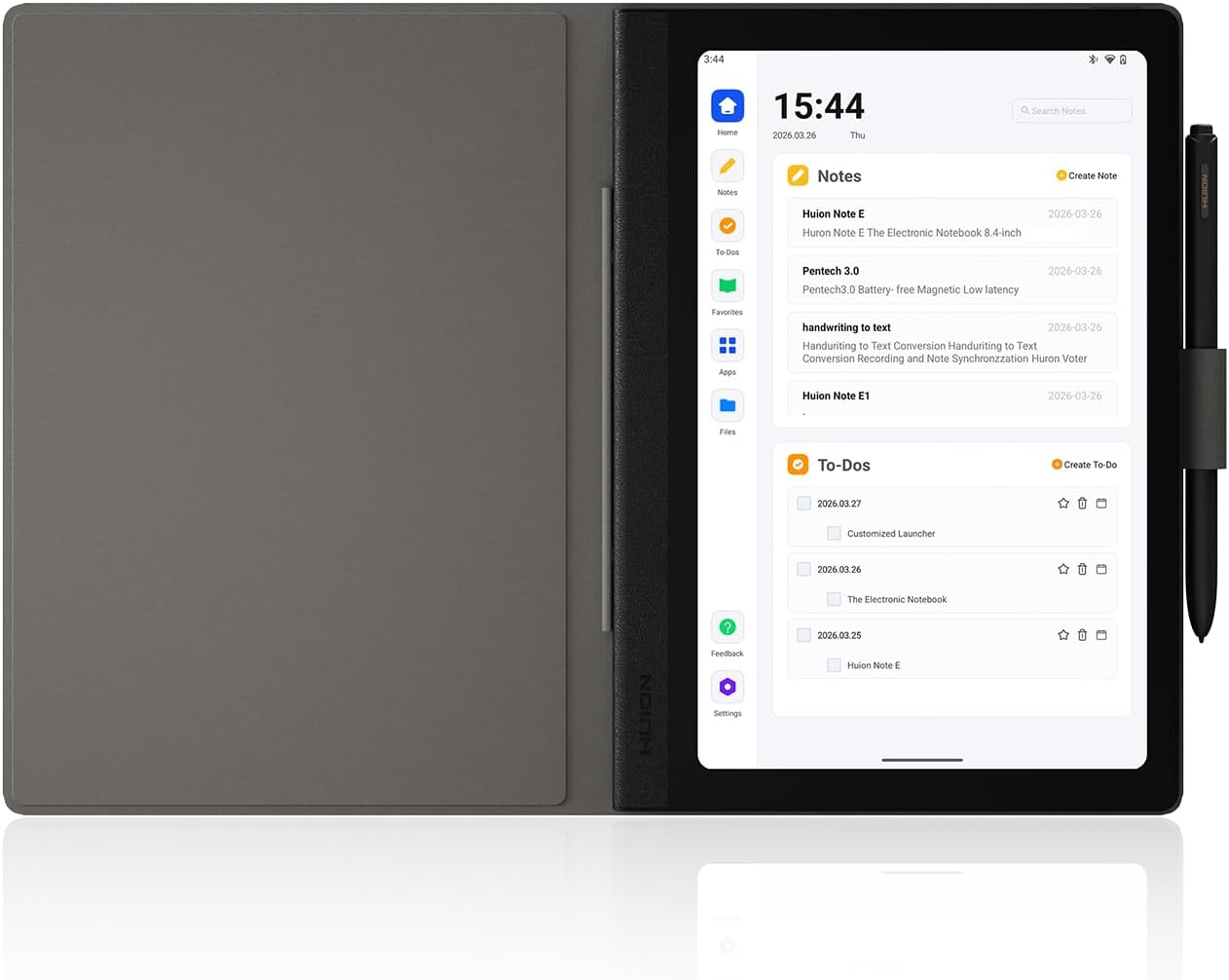 دفتر ملاحظات رقمي HUION Note E مع قلم مغناطيسي بدون بطارية، مفكرة بحجم 8.4 بوصة للاجتماعات، شاشة مضادة للوهج، جهاز لوحي للكتابة بسعة 6+128 جيجابايت مع غطاء فوليو للرسم/القراءة/الرسم التخطيطي/الدراسة
