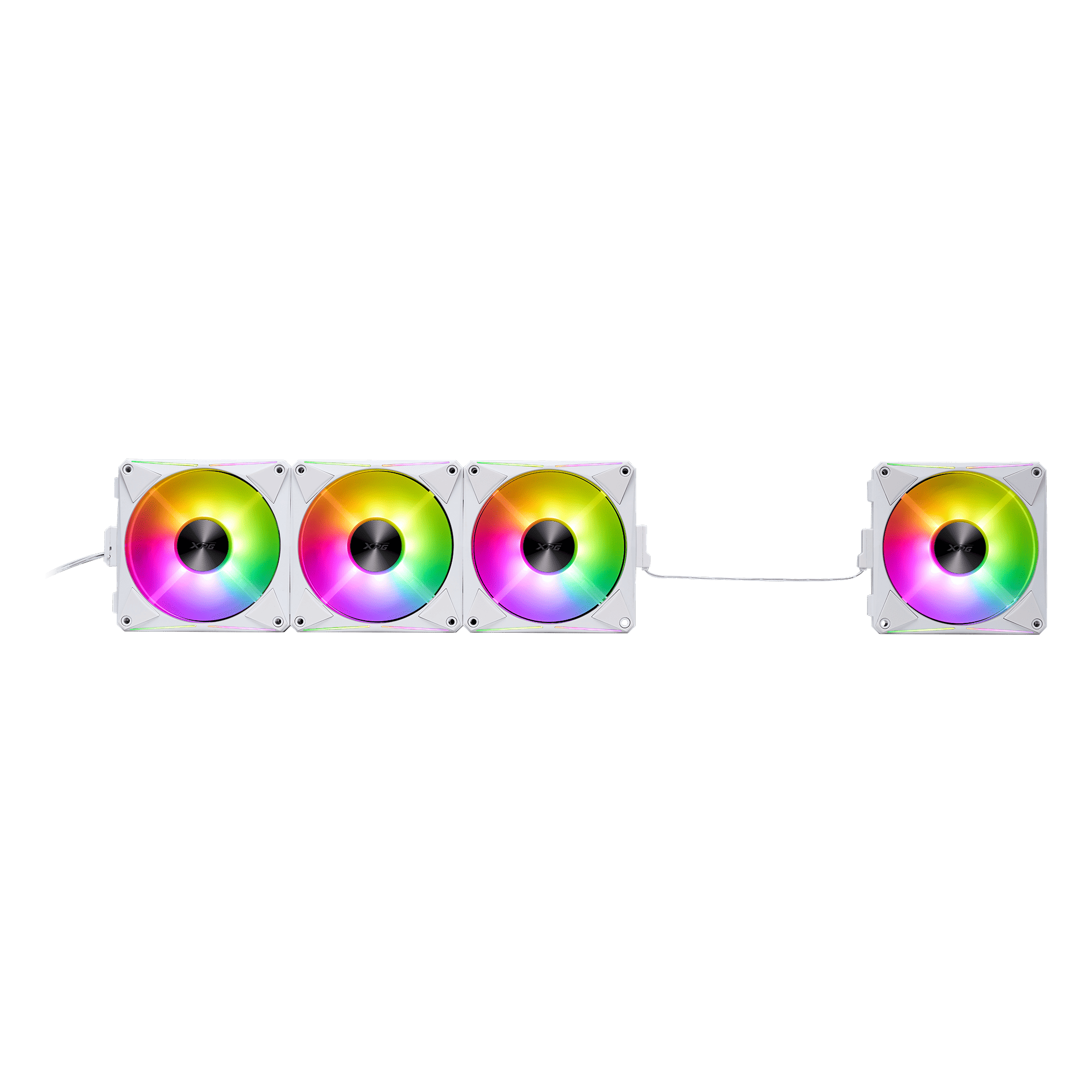 XPG HURRICANE MAG 120 ARGB PWM Magnetic Fan (4‑Pack) – Dual‑Spin Blade, Single‑Cable Daisy‑Chain, 300–2000 RPM, 6‑Pole Quiet Motor