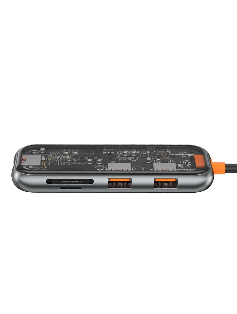 WIWU CB005 TRANSPARENT 5 IN 1 CYBER USB-C HUB - رمادي فضائي
