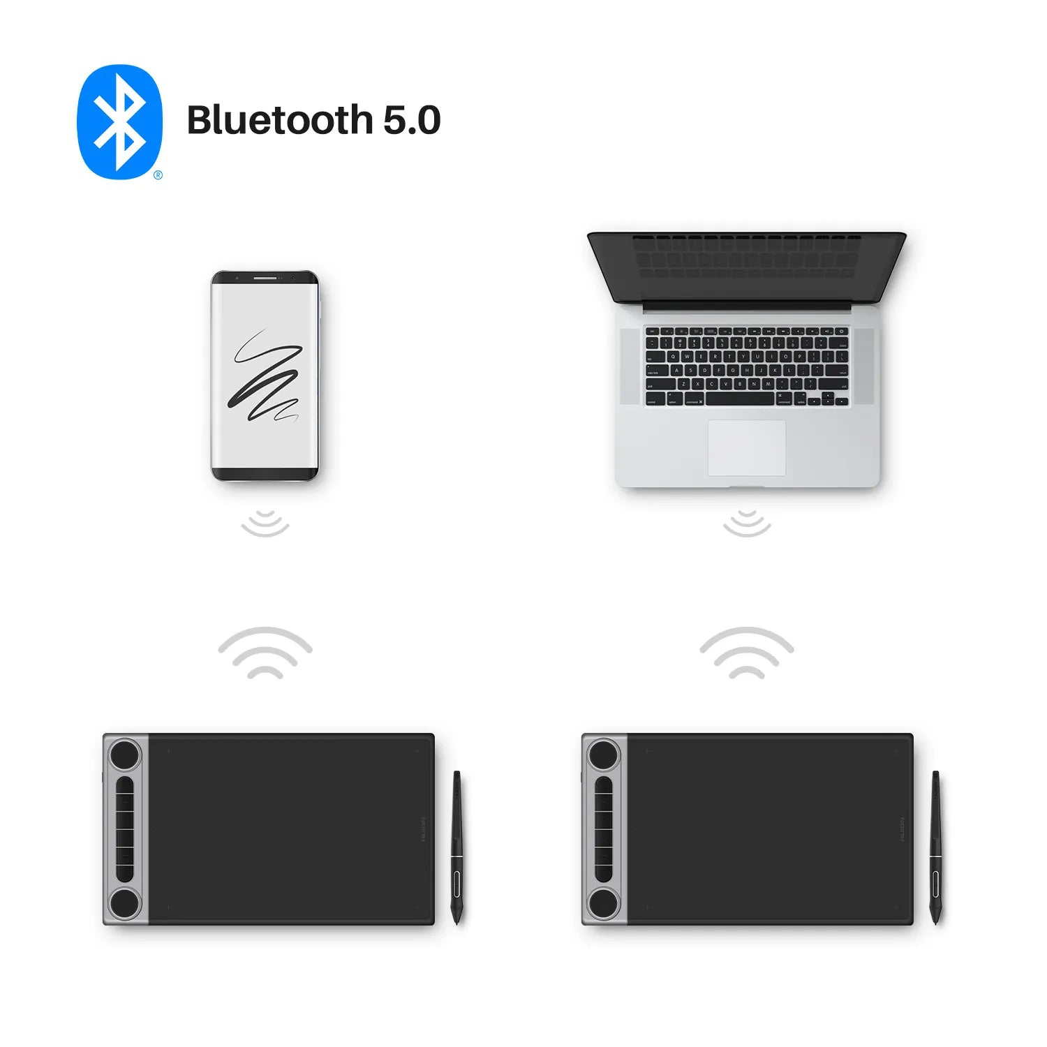 HUION GRAPHIC TABLET Q630M Inspiroy Dial 2 Bluetooth Wireless Graphics Drawing Tablet with Dual Dials Battery-Free Stylus PW517 for Digital Art and Graphics Design, Compatible with Mac, Windows, Linux, Android