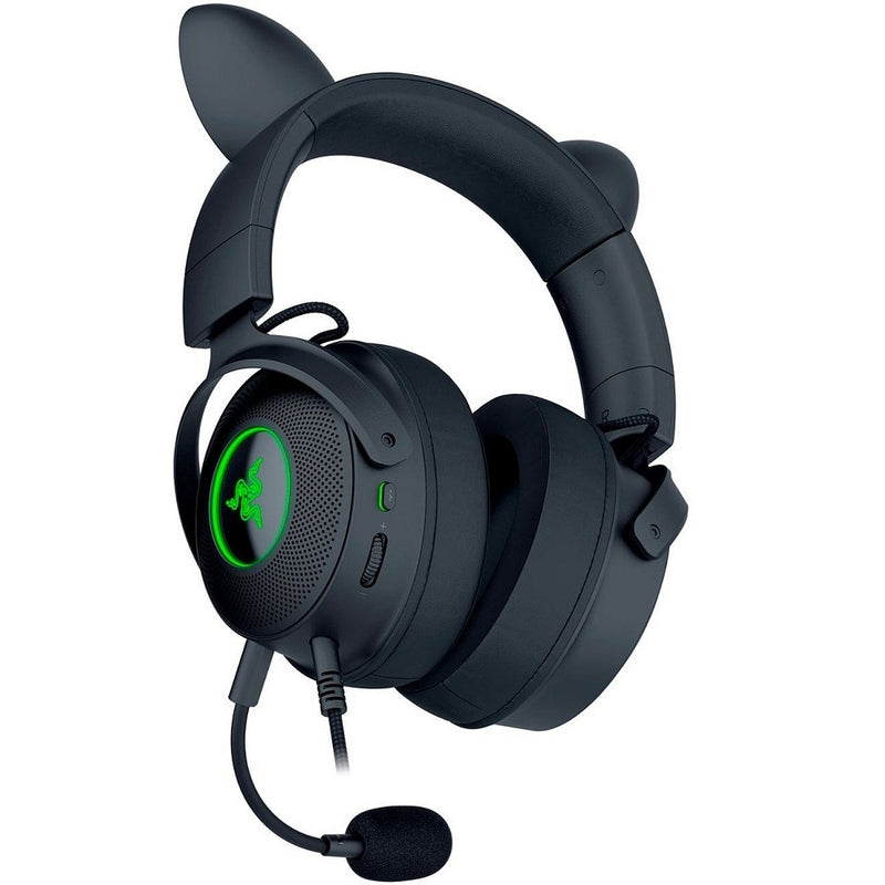 سماعة الرأس Razer Kraken Kitty V2 Pro السلكية RGB: آذان قابلة للتبديل (كيتي، الدب، الأرنب) - بث الإضاءة التفاعلية - ميكروفون قلبي فائق الوضوح قابل للفصل - محركات 50 مم - صوت محيطي 7.1