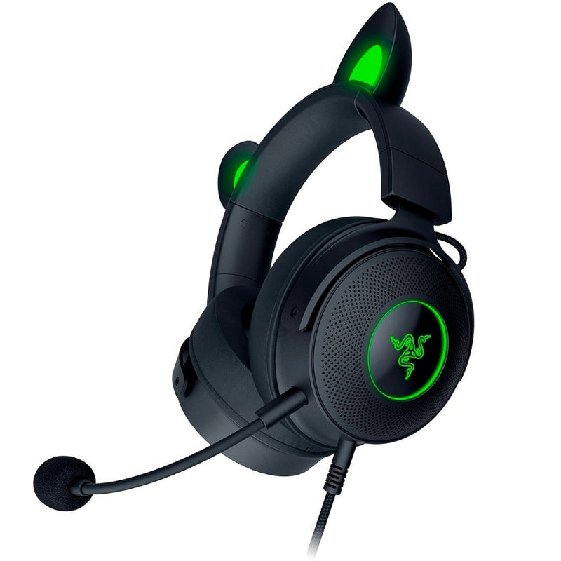 سماعة الرأس Razer Kraken Kitty V2 Pro السلكية RGB: آذان قابلة للتبديل (كيتي، الدب، الأرنب) - بث الإضاءة التفاعلية - ميكروفون قلبي فائق الوضوح قابل للفصل - محركات 50 مم - صوت محيطي 7.1