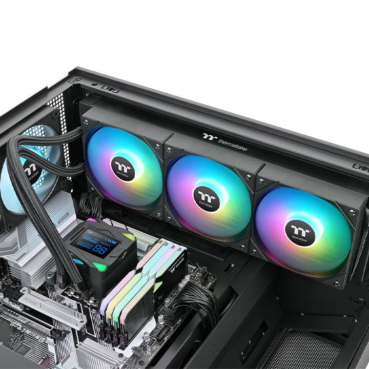 Thermaltake LA360-S ARGB Sync 360 mm AIO Liquid Cooler – 2.4″ Segment LCD, Gaming Water Block, 3× 120 mm ARGB Fans, Daisy-Chain Design