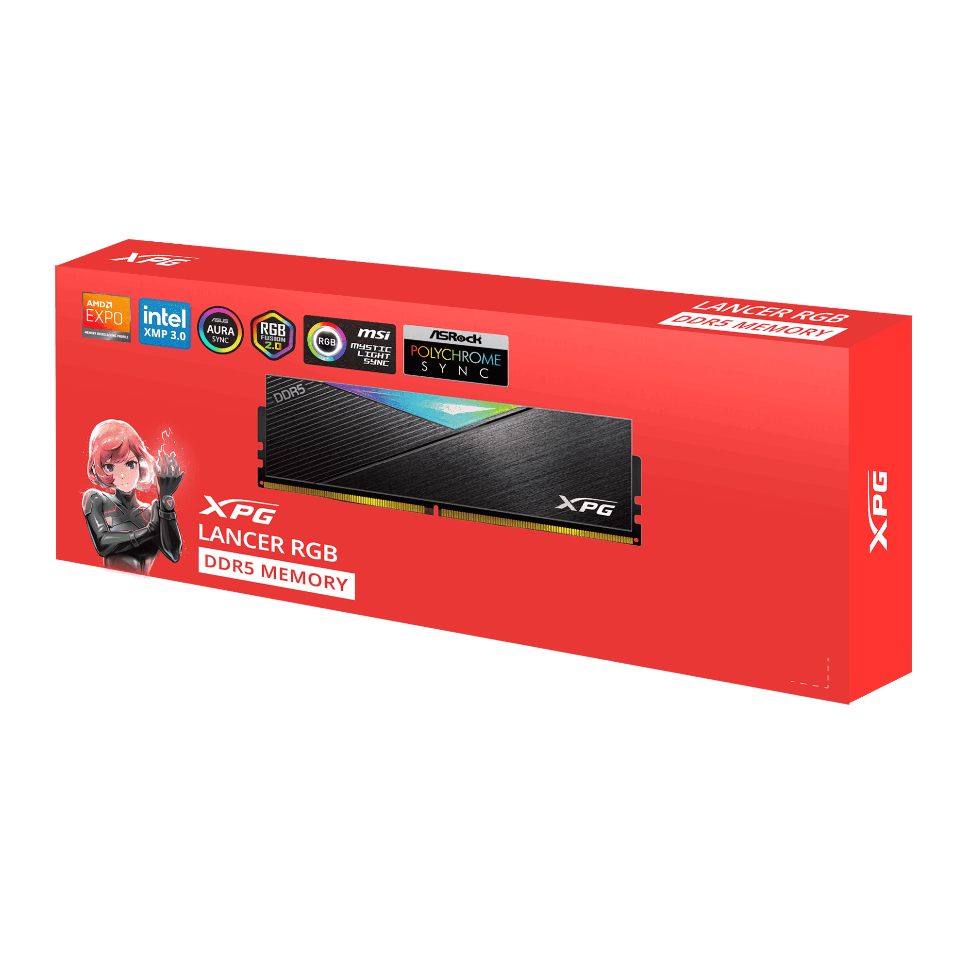 XPG Lancer RGB DDR5 6000MHz 48GB CL30 UDIMM 288-Pins Desktop SDRAM DDR5 Single Channel RAM