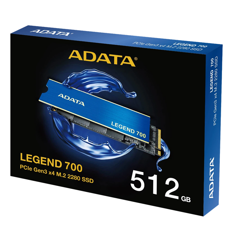 ADATA LEGEND 700 512GB PCIe Gen3x4 NVMe M.2 2280 SSD - Up to 2,000MB/s, 3D NAND, DRAM-less, Slim Heatsink Design