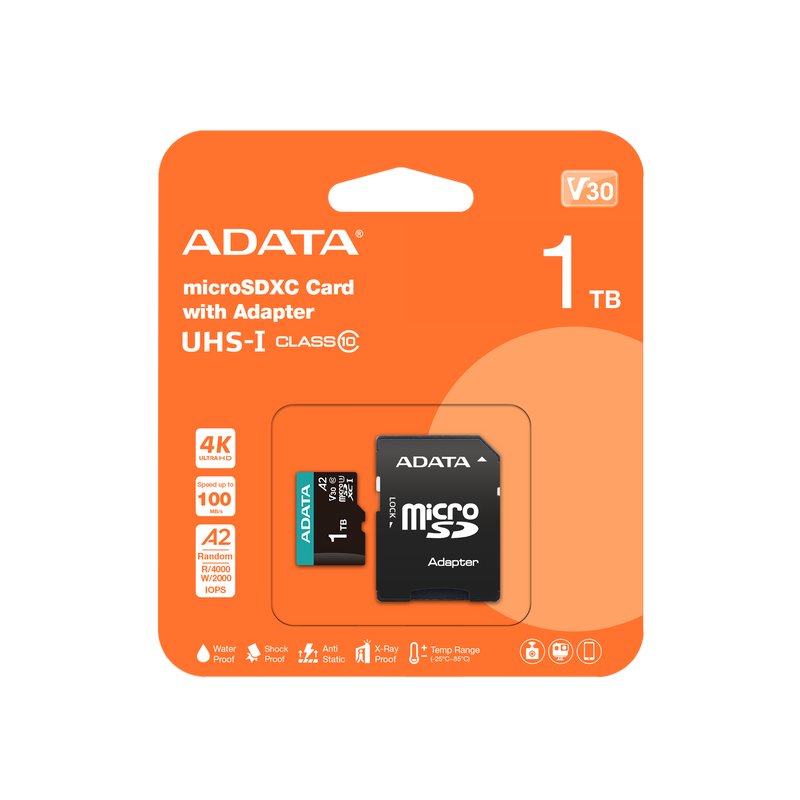 بطاقة ذاكرة ADATA Premier Pro SD 6.0 مع محول - 1 تيرابايت - microSDXC UHS-I