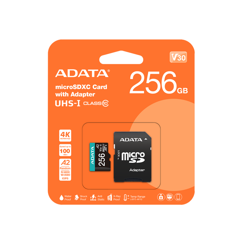 ADATA Premier Pro Memory Card SD 6.0 with Adapter - 256GB - microSDXC UHS-I