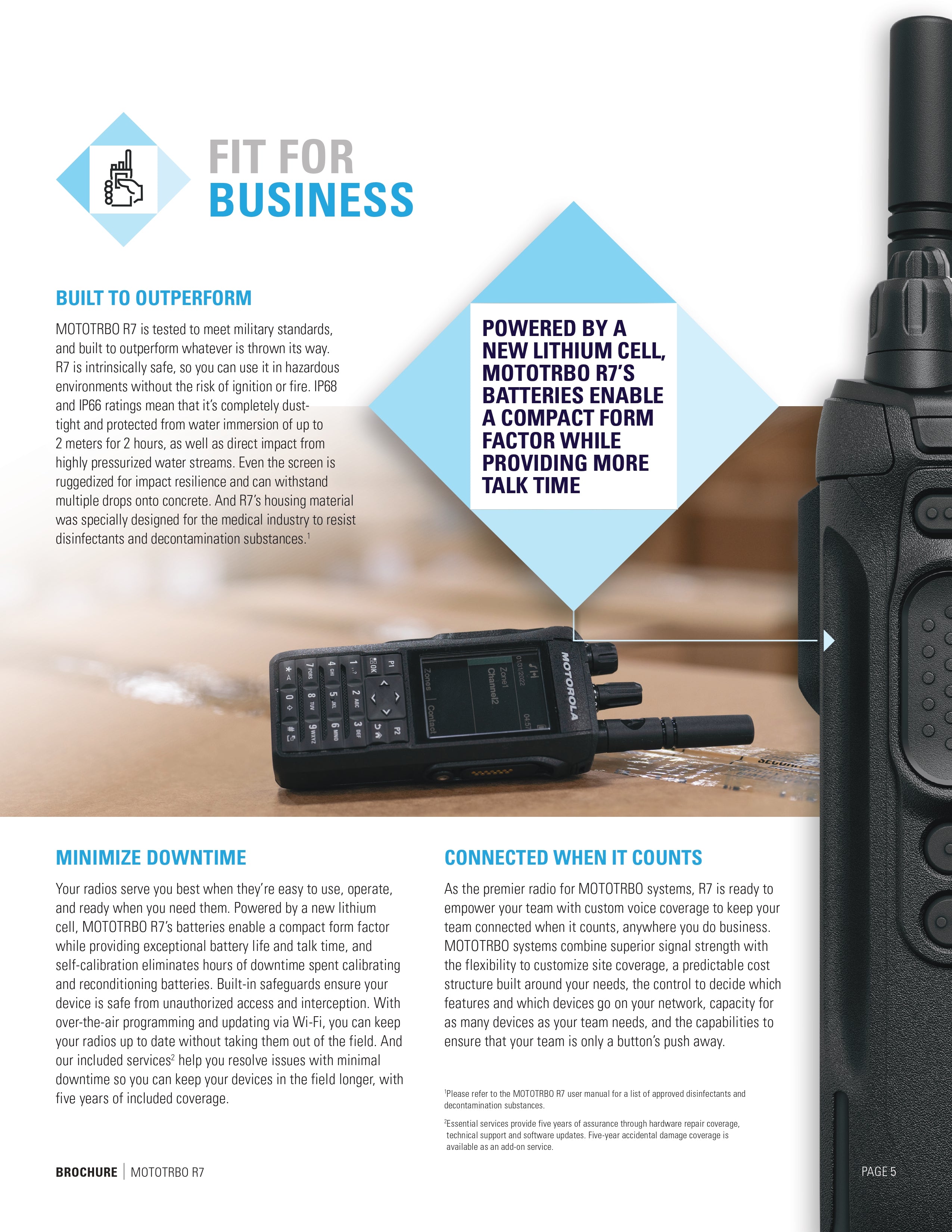 MOTOROLA MOTOTRBO R7 Digital Two-Way Radio, VHF/UHF, 1000 Channels, IP68, Bluetooth 5.2, Wi-Fi, GPS, Full Keypad
