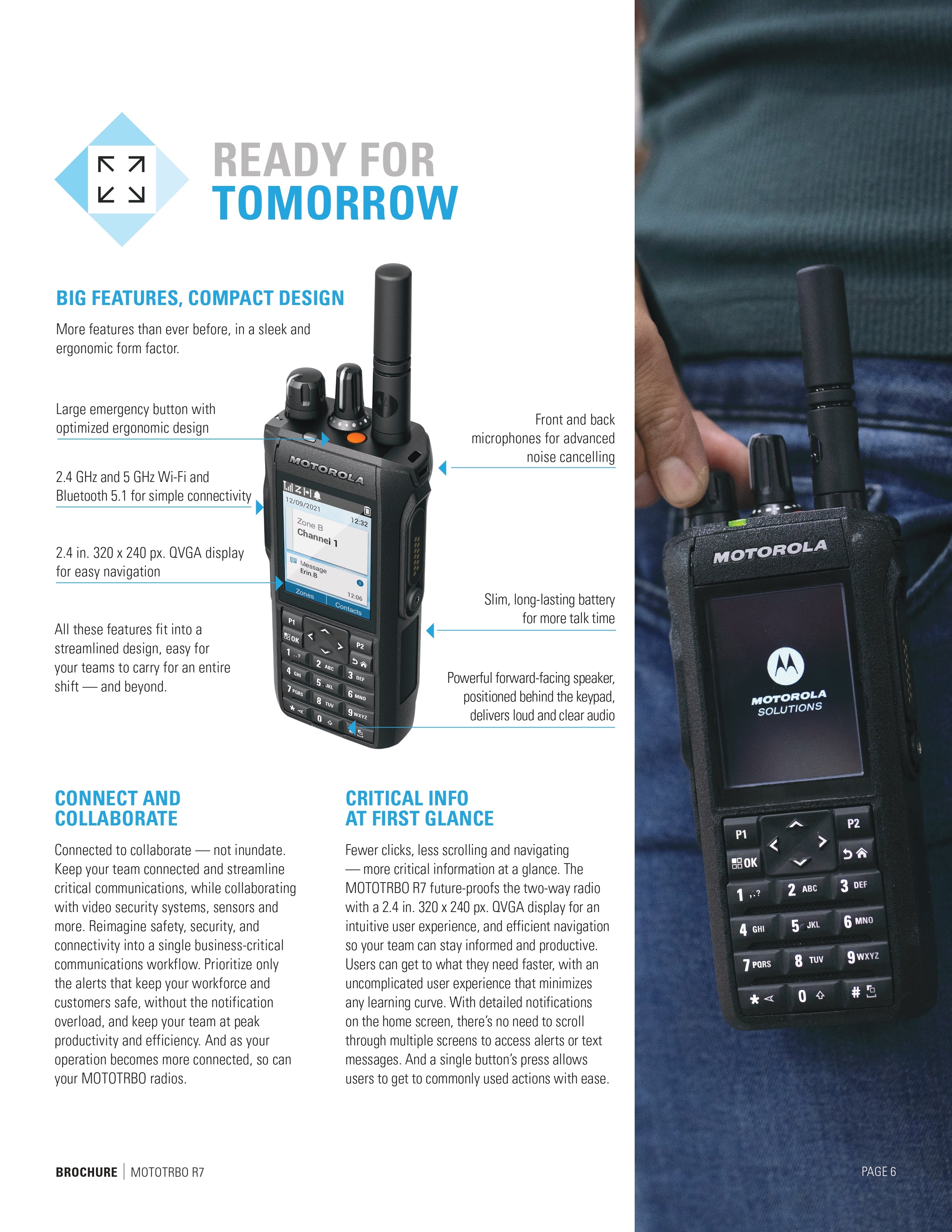 MOTOROLA MOTOTRBO R7 Digital Two-Way Radio, VHF/UHF, 1000 Channels, IP68, Bluetooth 5.2, Wi-Fi, GPS, Full Keypad