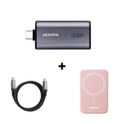 ADATA SC750 External SSD 1TB + Power Bank, USB-C Cable Bundle