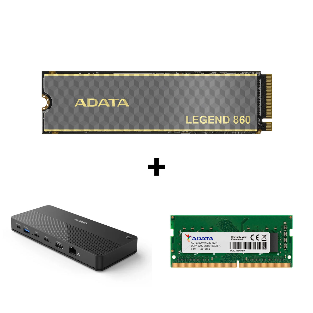 ADATA LEGEND 860 PCIe Gen4 x4 M.2 2280 Solid State Drive 2000GB + Laptop RAM, KVM Docking Station Bundle