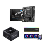 MSI PRO B760M-E DDR4 LGA 1700 Micro-ATX Motherboard + Liquid Cooler, RAM, Power Supply Bundle