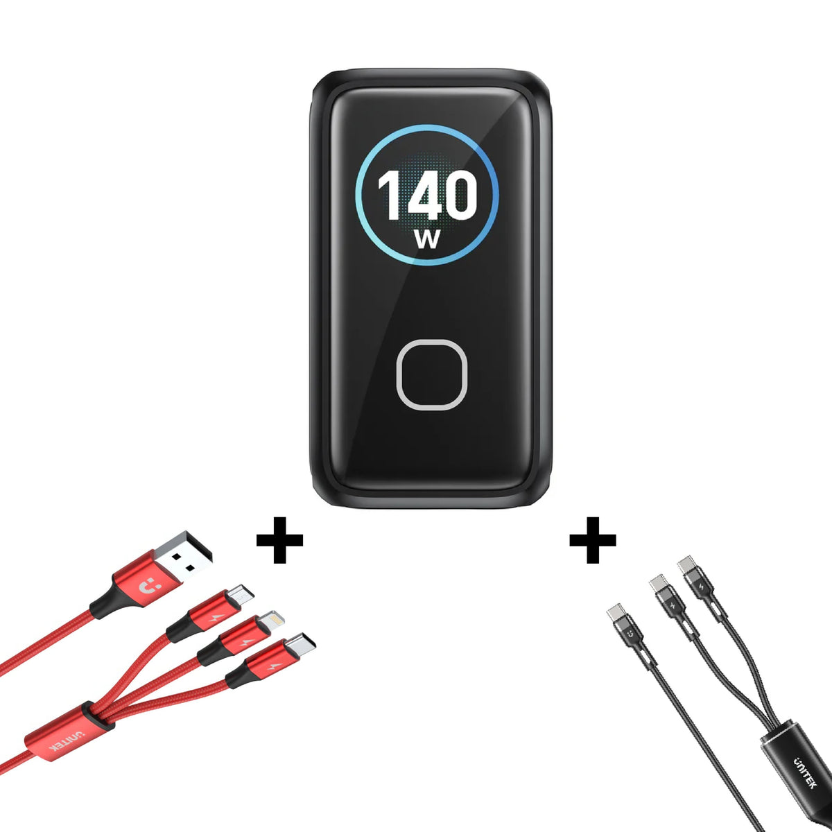 UNITEK REXO 140W GaN Charger + Charging Cables Bundle