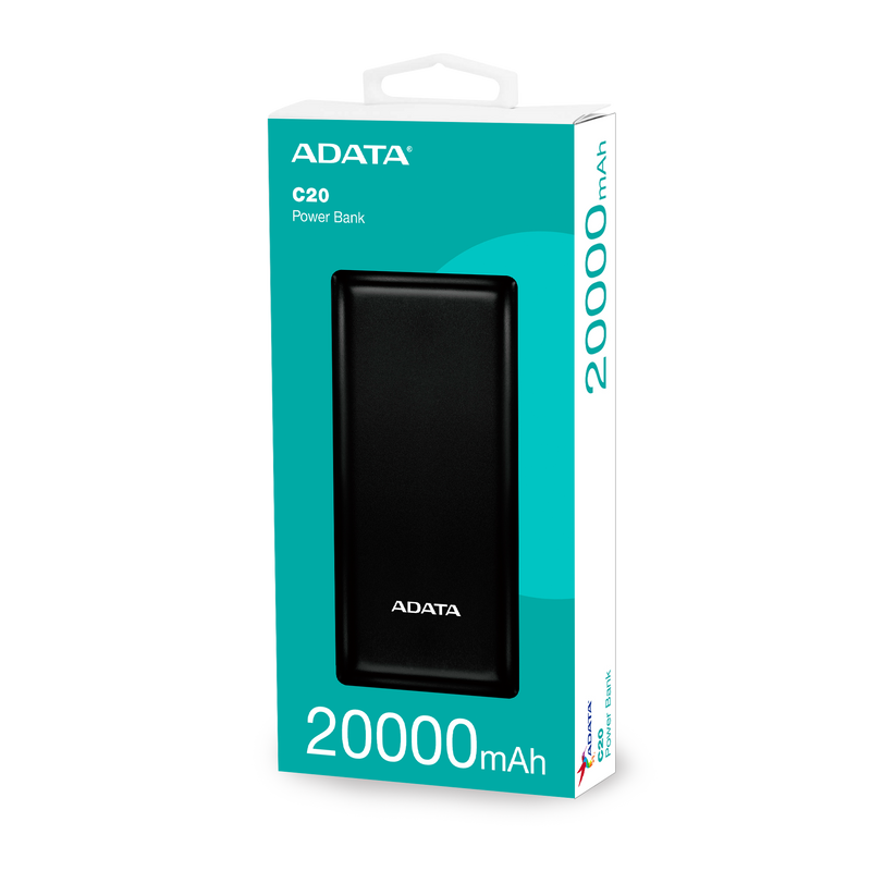 بنك الطاقة ADATA C20 بقوة 20000 مللي أمبير في الساعة لشحن 3 أجهزة