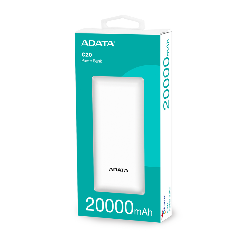 بنك الطاقة ADATA C20 بقوة 20000 مللي أمبير في الساعة لشحن 3 أجهزة