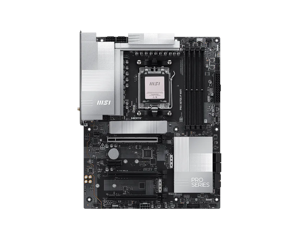 لوحة أم MSI PRO X870E-P WIFI – AMD X870E، AM5، DDR5 8200+ ميجاهرتز (OC)، PCIe 5.0، USB4 بسرعة 40 جيجابت/ثانية، واي فاي 7، شبكة 5G LAN، ثلاثية M.2، ATX