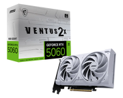 MSI GeForce RTX 5060 8GB VENTUS 2X WHITE Graphics Card, GDDR7, 28Gbps, 128-bit, Dual Fan Cooling, PCIe 5.0, HDMI 2.1b, DisplayPort 2.1, DLSS 4, Ray Tracing, White Edition