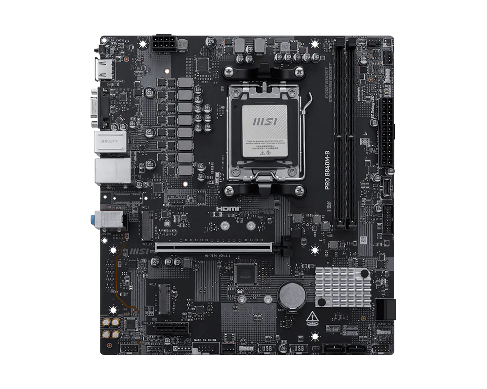 لوحة أم MSI PRO B840M-B mATX – AMD B840، AM5، DDR5، PCIe 4.0، M.2، HDMI، USB 3.2