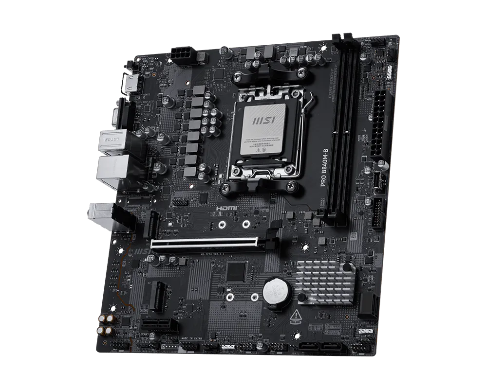 لوحة أم MSI PRO B840M-B mATX – AMD B840، AM5، DDR5، PCIe 4.0، M.2، HDMI، USB 3.2