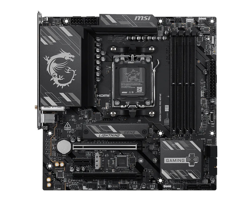 MSI B850M GAMING PRO WIFI6E Motherboard – AMD B850, AM5, DDR5 8200+ MHz (OC), PCIe 4.0 x16, PCIe 5.0 M.2, Wi-Fi 6E, 2.5G LAN, USB-C, mATX