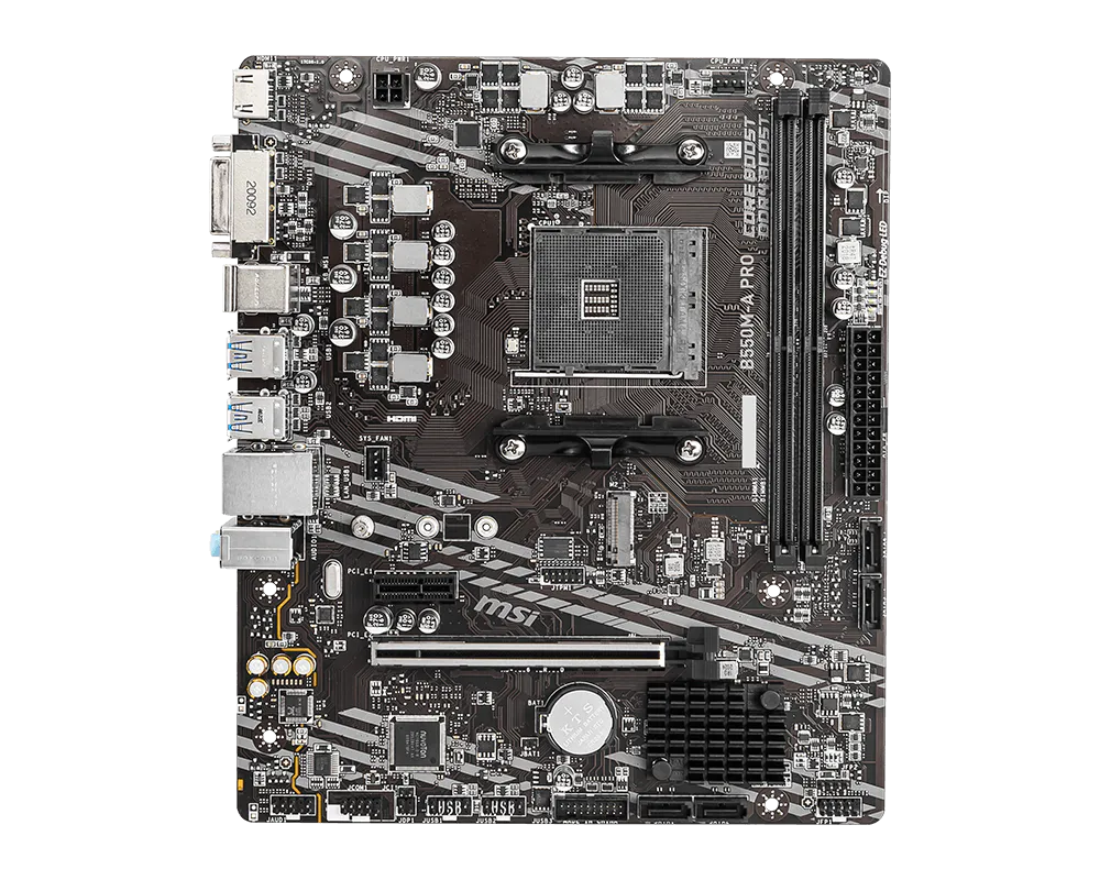 MSI B550M-A PRO Motherboard – AMD B550, AM4, DDR4 4600+ MHz (OC), PCIe 4.0 x16, Gen4 M.2, HDMI, DVI-D, Gigabit LAN, Micro-ATX
