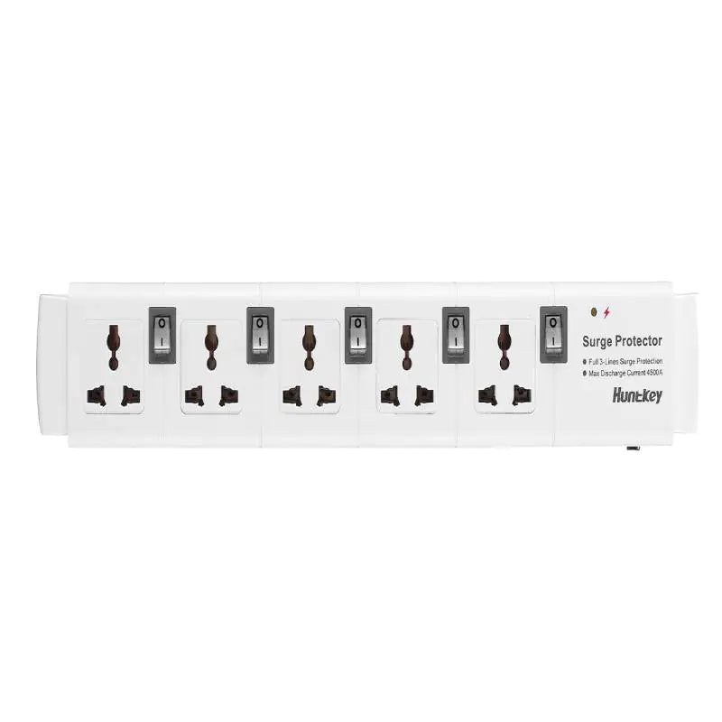 Huntkey SZC502 5-Port Power Strip with Independent Switches, Surge & Overload Protection, Flame Retardant Material, 3m Cord, 2500W Max