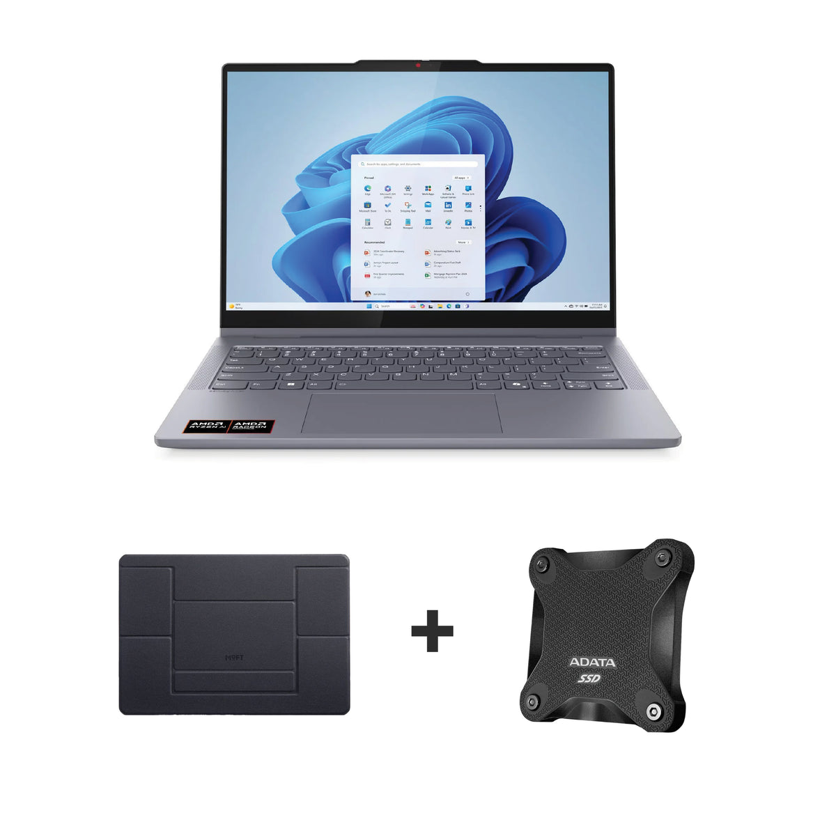 Lenovo IdeaPad 5 2-in-1 14AKP10 83KT0058AX Laptop - 14" WUXGA 60Hz Touch Screen - AMD Ryzen AI 7 350 - 24GB RAM - 1TB SSD - Shared - WIN 11 PRO K + Stand + External SSD Bundle