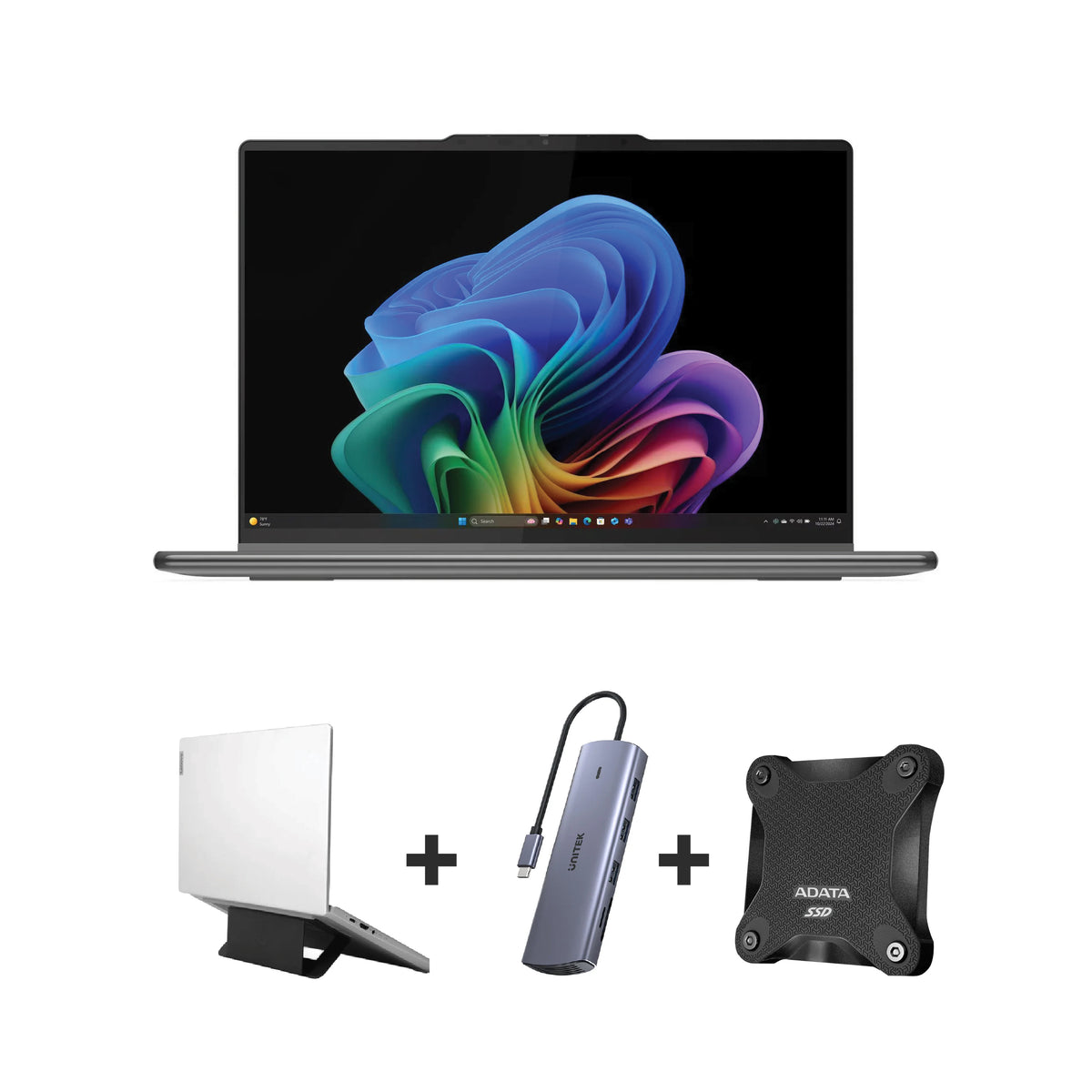 Lenovo Yoga 9 2-in-1 14ILL10 83LC005LAX Laptop - 14" WQXGA OLED 120Hz Touchscreen - Intel Core Ultra 7 258V - 32GB RAM - 1TB SSD - Shared - Windows 11 Home + Stand + USB Hub + External SSD Bundle