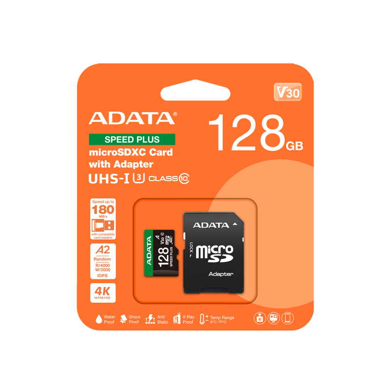 ADATA 128GB SPEED PLUS microSDXC UHS-I U3 Class 10 Card