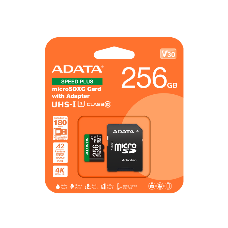 ADATA 256GB SPEED PLUS microSDXC UHS-I U3 Class 10 Card (Copy)