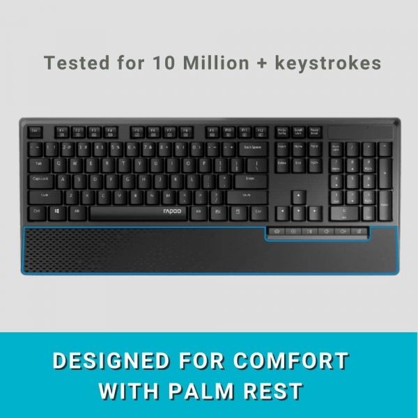 Rapoo Wireless Keyboard and Mouse Combo X1960 -2.4GHz – Low-Profile Full-Size Keys, Optical Mouse, Long Battery Life, USB Receiver