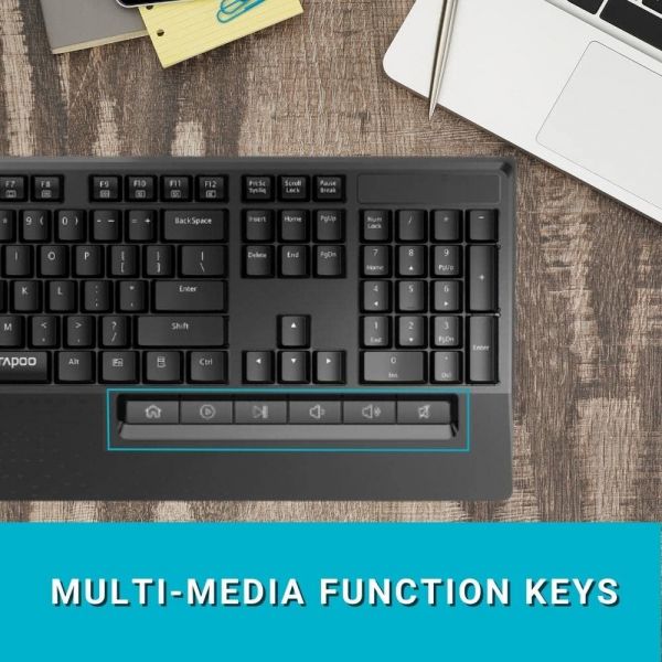 Rapoo Wireless Keyboard and Mouse Combo X1960 -2.4GHz – Low-Profile Full-Size Keys, Optical Mouse, Long Battery Life, USB Receiver