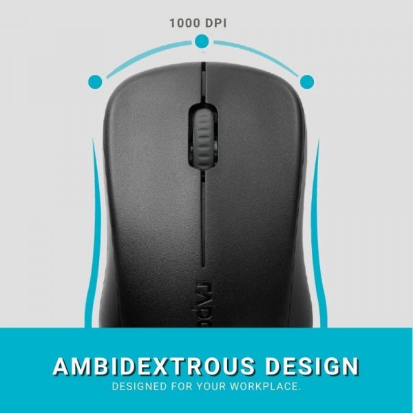 Rapoo Wireless Keyboard and Mouse Combo X1960 -2.4GHz – Low-Profile Full-Size Keys, Optical Mouse, Long Battery Life, USB Receiver