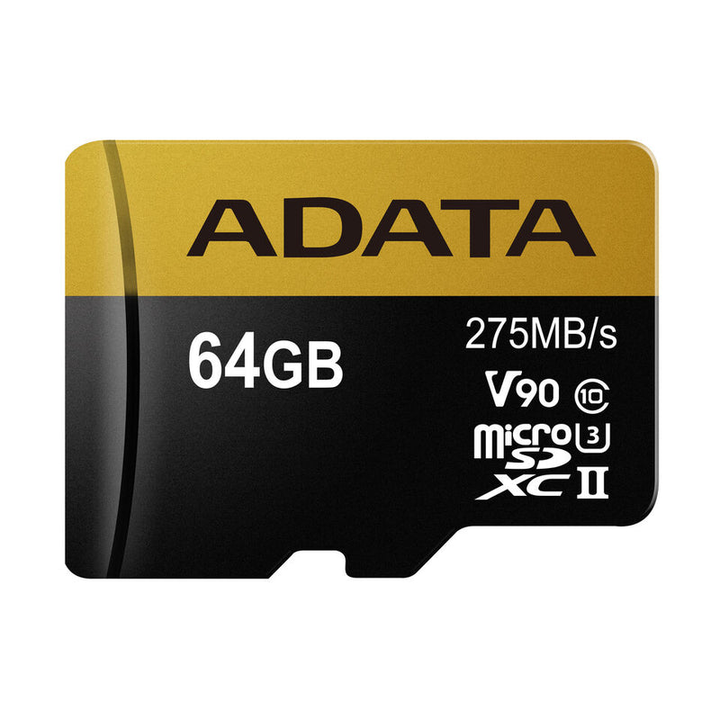 ADATA Premier ONE 64GB SDXC UHS-II U3 Class10 V90 3D NAND 4K 8K Ultra HD 275MB/s Micro SD Card