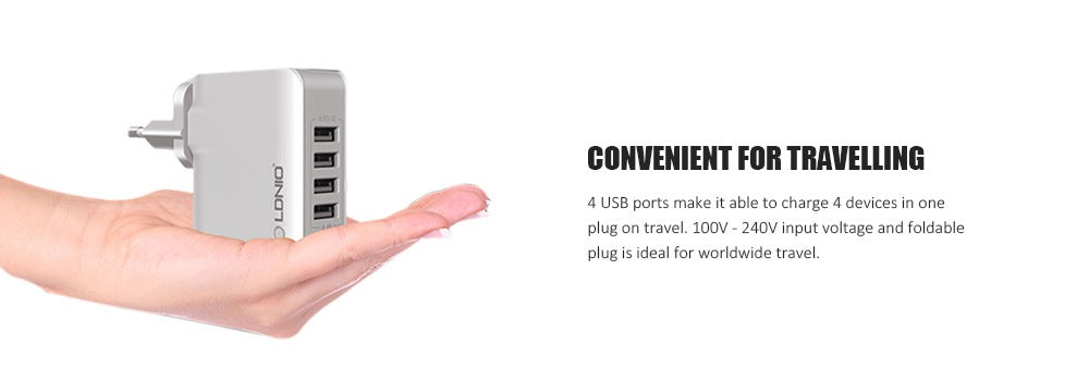 شاحن جداري USB رباعي المنافذ LDNIO A4403 للشحن السريع، بقدرة 4.4 أمبير، قابس بريطاني