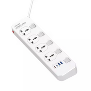 شريط طاقة LDNIO SC4408C بأربعة منافذ كهربائية + أربعة منافذ USB – كابل بطول 2 متر، بحد أقصى 2500 واط، شحن بتقنية التعرف التلقائي، حماية من التحميل الزائد