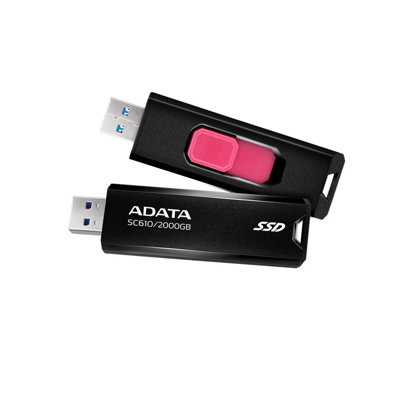 ADATA SC610 2000GB External SSD Stick - Up to 550/500MB/s SuperSpeed USB 3.2 Gen 2 USB-A Solid State Flash Drive (SC610-2000G-CBK/RD)