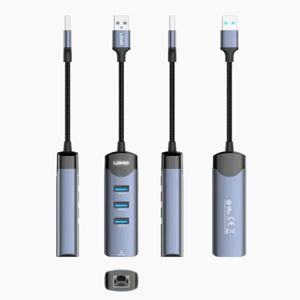 محول موزع USB متعدد المنافذ LDNIO DS-144U 4 في 1، من USB-A إلى 4 منافذ USB، جهاز توصيل وتشغيل لنقل البيانات لأجهزة اللابتوب والكمبيوتر، تصميم مدمج محمول، بناء متين للاستخدام المنزلي والمكتبي
