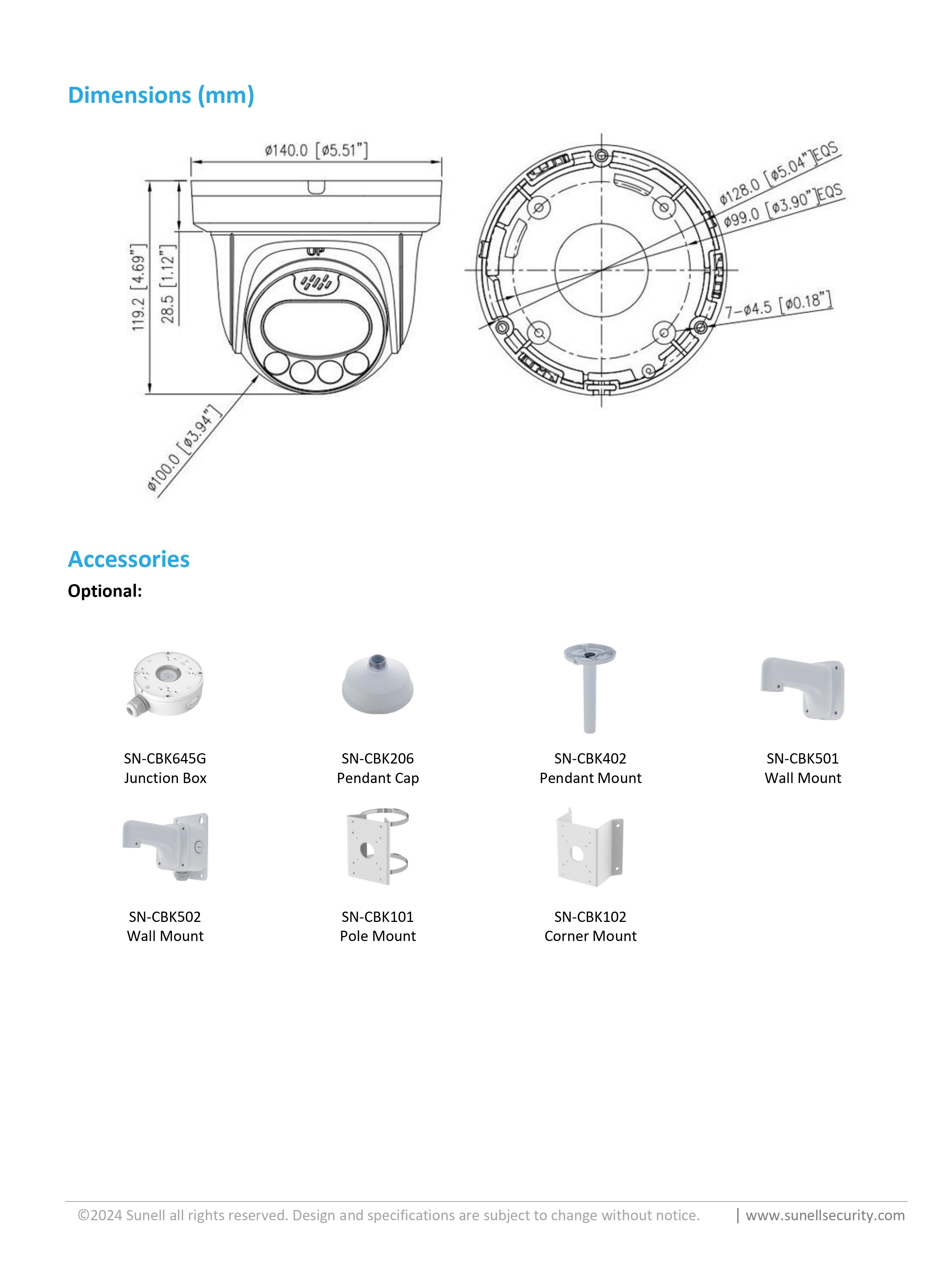 Dai ［プロフィール確認］ SUNELL 8MP Dome Full-Color Eyeball IP Camera, 2.8mm Lens, Warm