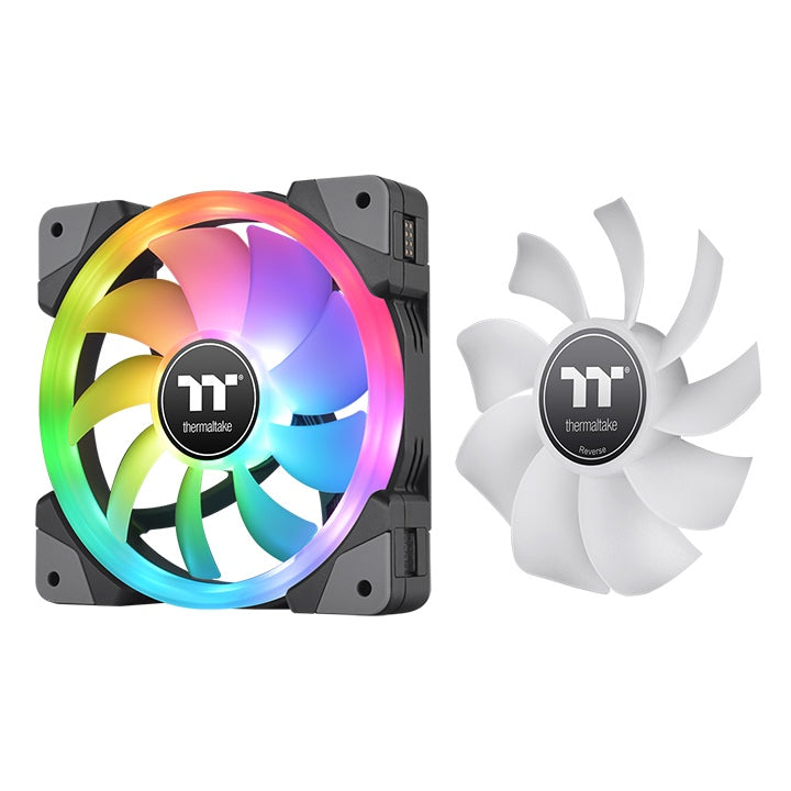 Thermaltake SWAFAN EX 12 RGB PC Desktop Cooling Fan, 3 Pack, 500-2000 RPM, Magnetic Connection, Reversable Blades, Controller Included, 120mm