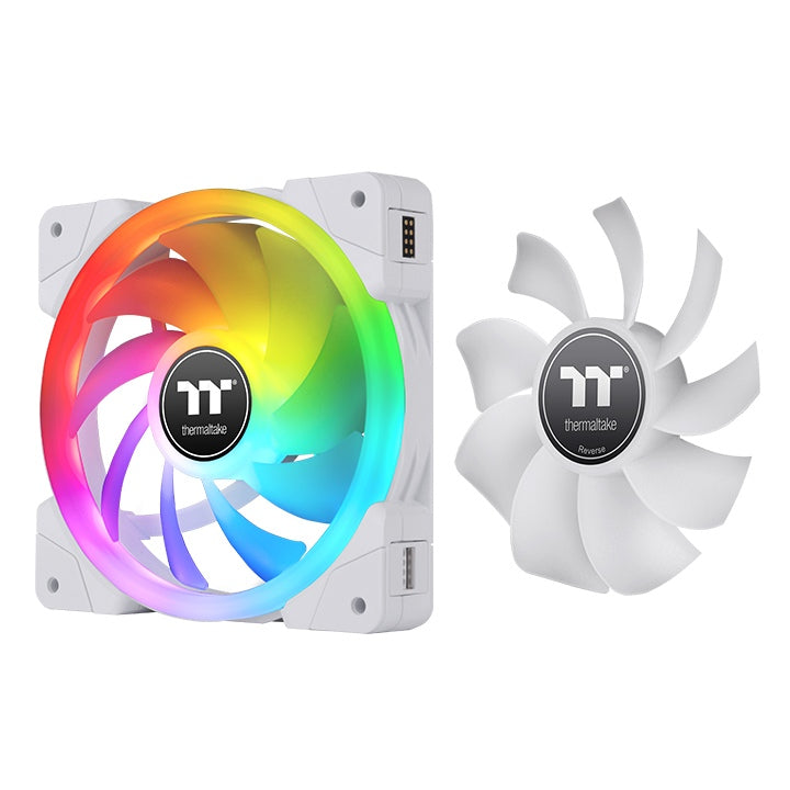 Thermaltake SWAFAN EX 12 RGB PC Desktop Cooling Fan, 3 Pack, 500-2000 RPM, Magnetic Connection, Reversable Blades, Controller Included, 120mm