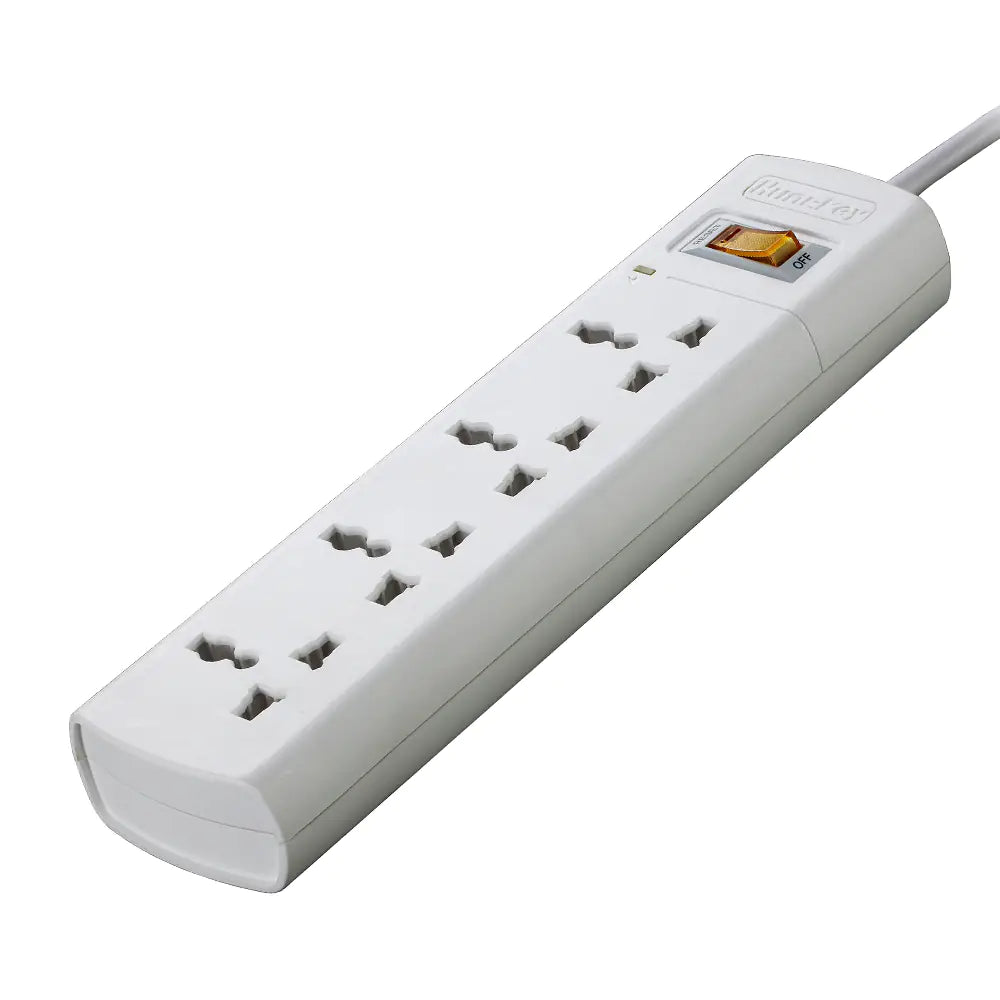 HUNTKEY SZM404 4-Outlet Surge Protection Power Strip 210 Joule – MAX 2500 W/10 A 250 V, One-Piece Copper Bar, Overload & Flame-Retardant Protection
