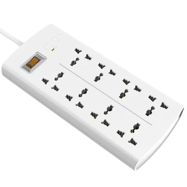HUNTKEY SZM804 8‑Outlet Universal Power Strip – Max 2500 W/10 A, 250 V AC, Surge & Overload Protection, Flame‑Retardant Housing