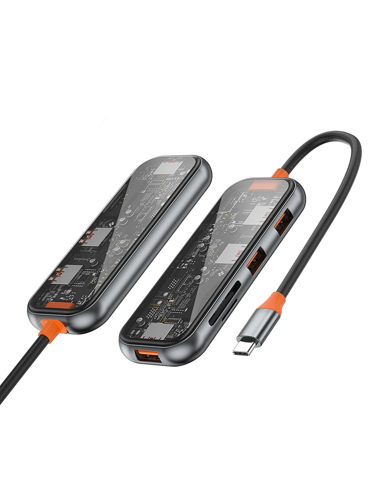 WIWU CB005 TRANSPARENT 5 IN 1 CYBER USB-C HUB - رمادي فضائي