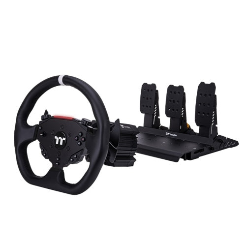 Thermaltake G6 Direct Drive Racing Wheel with Pedals Bundle – 6 Nm Force Feedback, 13″ D-Shaped Wheel, Quick-Release, Hall-Effect Pedals, Dual-Motor Cooling