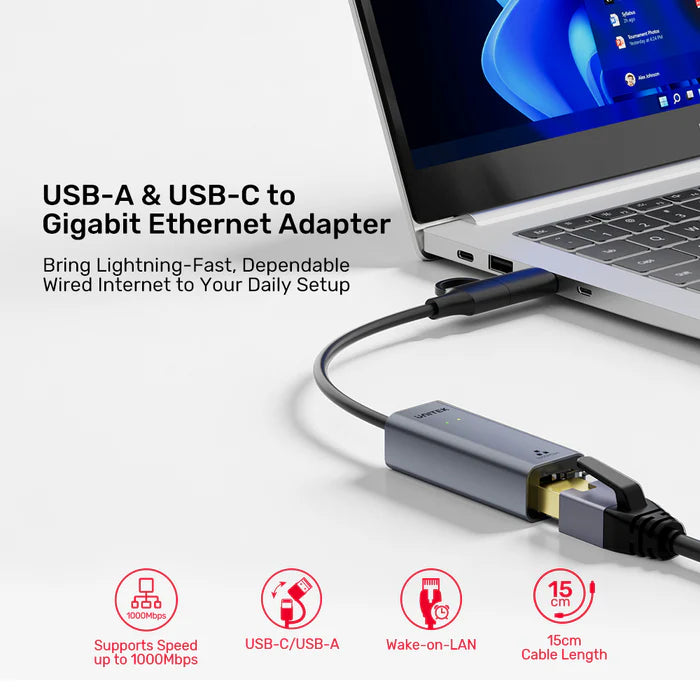 محول UNITEK من USB إلى إيثرنت جيجابت، محول شبكة LAN عالي السرعة بسرعة 1000 ميجابت في الثانية، محول USB 3.0 إلى RJ45، اتصال إنترنت سلكي بنظام التوصيل والتشغيل لأجهزة اللابتوب، ماك بوك، الكمبيوتر الشخصي وأجهزة USB