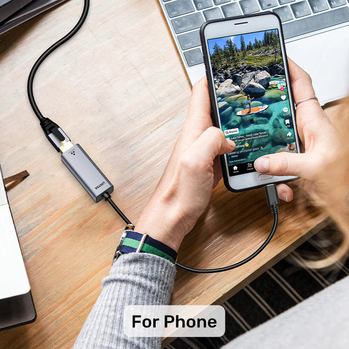 محول UNITEK من USB-C إلى RJ45 إيثرنت جيجابت، محول شبكة LAN بسرعة 1000 ميجابت في الثانية، USB-C بسرعة 5 جيجابت في الثانية، توصيل وتشغيل، رمادي فضائي