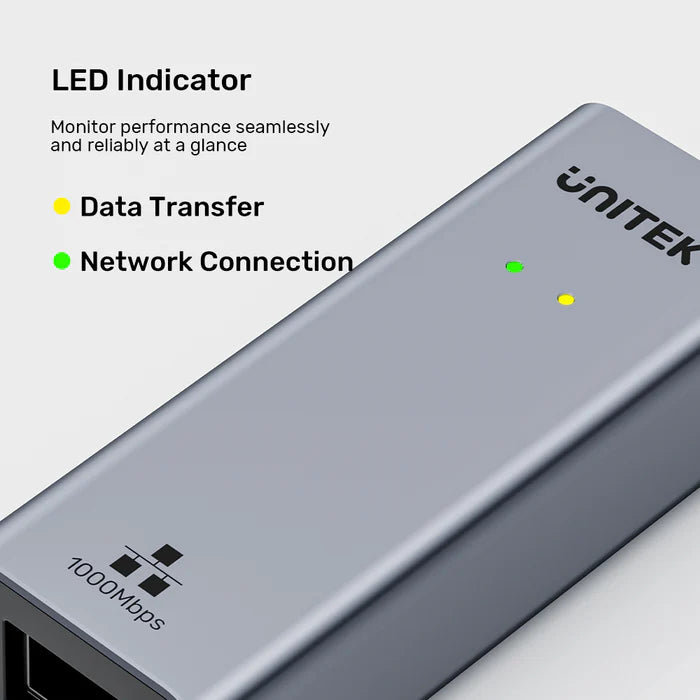 محول UNITEK من USB-C إلى RJ45 إيثرنت جيجابت، محول شبكة LAN بسرعة 1000 ميجابت في الثانية، USB-C بسرعة 5 جيجابت في الثانية، توصيل وتشغيل، رمادي فضائي