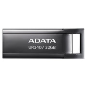 ADATA UR340 USB 3.2 فلاش درايف مقاومة للماء والغبار، بدون غطاء، أسود لامع نيكل - 32 جيجابايت