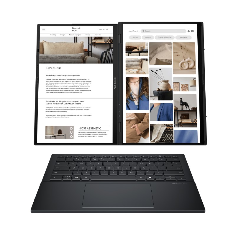 ASUS Zenbook DUO Touch screen  UX8406MA-QL232W  Laptop - 14” 120Hz OLED -Core Ultra 7 155H - 16GB  RAM - 1TB  SSD - Shared - Windows 11